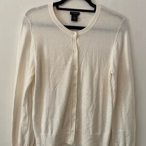 Ann Taylor Cream Button-Up Cardigan